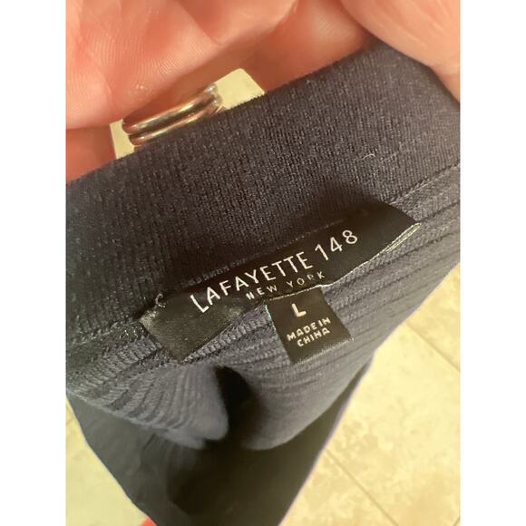 Lafayette 148 size large navy blue knit skirt sweater skirt - Picture 2 of 3